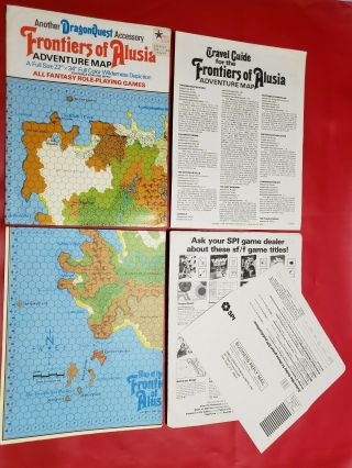 Vintage 1981 Spi - Rpg Dragon Quest Accessory Frontiers Of Alusia Adventure Map