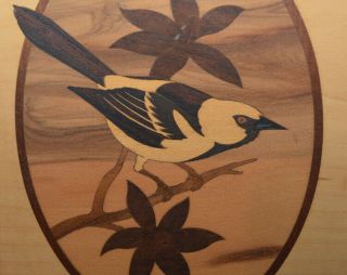 Vtg Hudson River Wood Inlay " Oriole " Jeff Nelson Marquetry 6 3/4 X 9 3/4 Signed