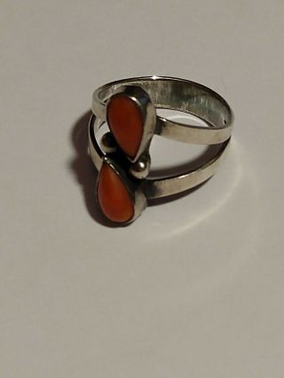 Vintage Native American Ring W/ Red Jasper Inlay J2016