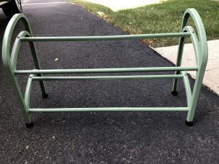 Vintage Mcm Metal Shoe Boot Rack Extra Sturdy - Cool Green Color