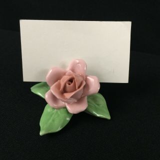 Set of 6 VTG Place Card Holders Alka Kunst Porcelain Rose Pink Dresden Germany 2
