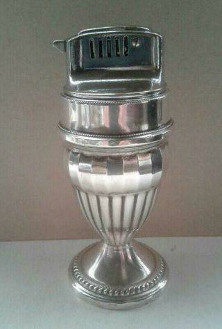 Vintage Push Button Automatic Sterling Silver Table Cigarette Lighter Petrol