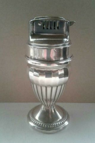 Vintage Push Button Automatic Sterling Silver Table Cigarette Lighter Petrol 2