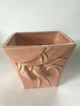 Flower Pot Planter Vtg Mccoy Art Pottery Pine Cone Pattern Gloss Pink Peach