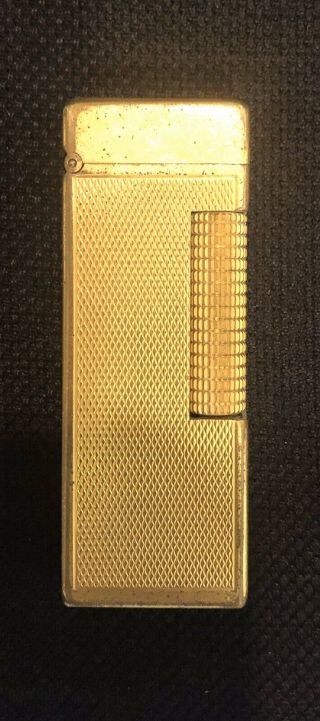 Vintage Dunhill Rollagas Lighter Gold Plated Barley Pattern Swiss Made
