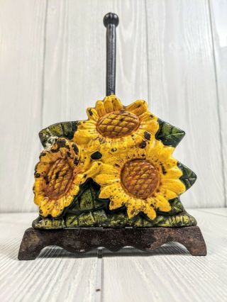 Vintage Cast Iron Sunflower Paper Towel Holder