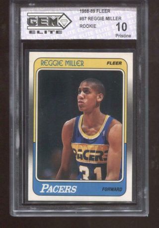Reggie Miller Rc 1988 - 89 Fleer 57 Indiana Pacers Rookie Gem Elite 10 Pristine