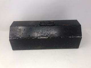 Vintage Black Metal Tool Box Chest Hobby Storage Box 14”x5”x5.  5” 3