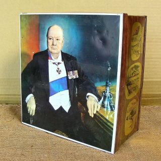 Sir Winston Churchill British Biscuits Vintage Metal Tin Great Graphics