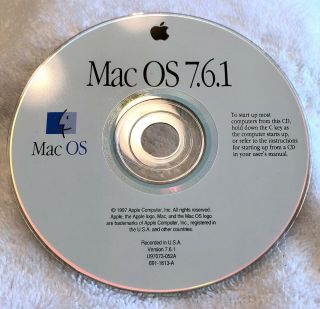 Vintage Macintosh Discs Mac Os 7.  6.  1 1997 Disk Only With Apple 8600 Euc