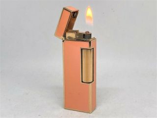 Auth Dunhill K18 Gold - Plated Light Orange Lacquer Rollagas Lighter Gold