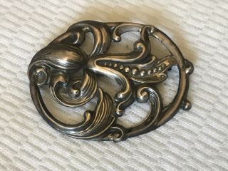 Antique Sterling Silver Art Nouveau Brooch Pin Signed Jewelart