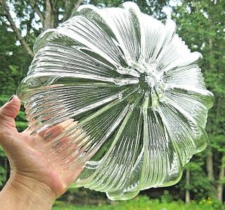 Vintage 9.  5” Clear Glass Ceiling Light Shade Globe 7 " Fitter Art Deco Ribbed