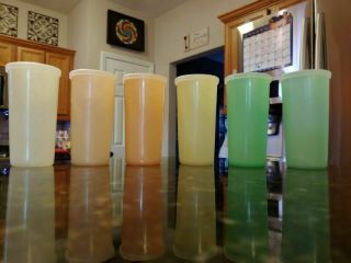 6 Vintage Tupperware Cups Glasses Pastel Tumblers 117 Juice 6 Oz W/ Seals