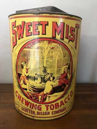 Vintage Sweet Mist Chewing Tobacco Advertising Tin Store Display Scotten Dillon