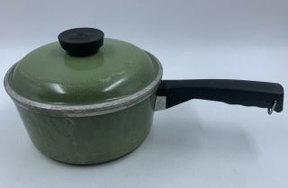 Vintage Club Aluminum 1 Quart 4 Cup Sauce Pan Pot & Lid Avocado Green Read