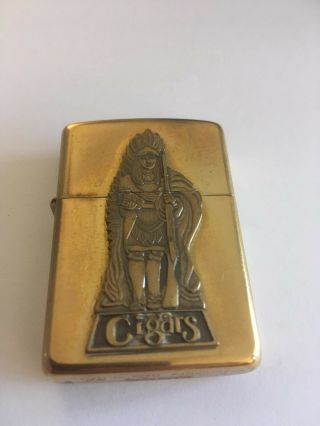 Solid Brass Zippo Lighter,  Native American Cigar,  Unstruck,  Pre Owned