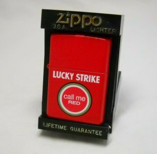 Zippo Lighter Lucky Strike Call Me Red Greek Market Red Matte 2003 W/case