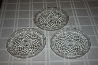 3 Gorgeous Vintage Anchor Hocking Wexford Clear Glass Scalloped Dinner Plates