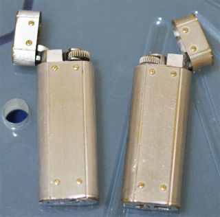 Vintage Two Santos De Cartier Gas Lighter Silver Plated Or To Repair