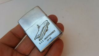 Old Vtg 1974 Uss Independence Zippo Cigarette Lighter Us Navy Military 2 - Sided
