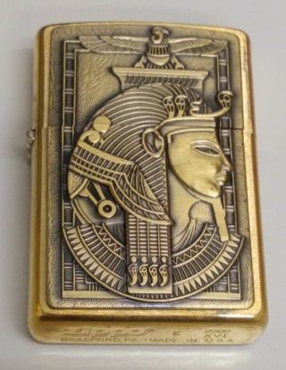 Zippo Treasures From The Tomb Barrett Smythe Egyptian King Brass Emblem Lighter