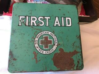 The American National Red Cross Vintage First Aid Kit Wall Mountable W/ Contents