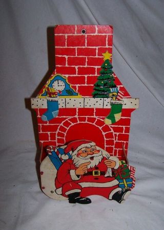 Vintage Santa Christmas Decoration Cardboard Santa Claus Chimney 1950s 1960s