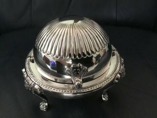 Vintage Silver Plated 3 Footed Dome Butter Serving Bowl 273 F.  B.  Rogers Silver