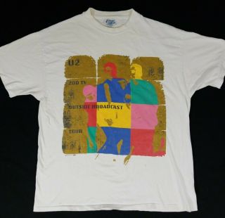 Vtg 1992 U2 Zoo Tv Outside Broadcast Tour Concert T - Shirt Xl Hanes Single Stitch