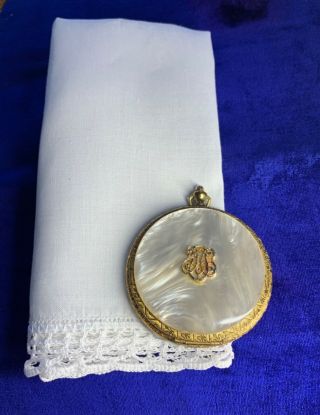Vintage Regent Estée Lauder Pressed Powder Compact Faux Mop & Handkerchief