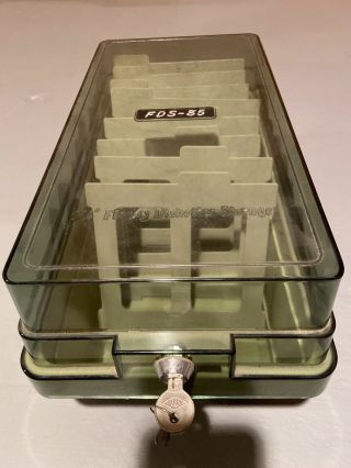 Vintage 5.  25 Computer Floppy Disk File Storage Case 8 Dividers With Key Lock