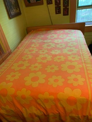 Vintage Cannon Royal Family Flower Power Twin Sheet Orange/yellow,  Pillowcase
