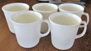 Set Of 5 Vintage Corelle Winter Frost White Coffee Mugs Cups With D Handle