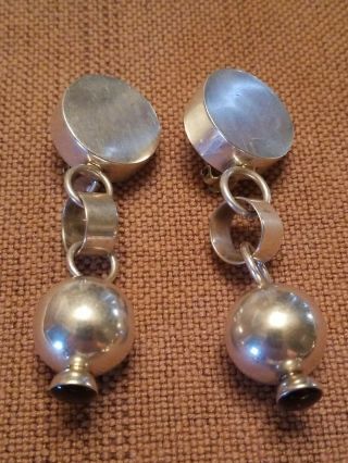 Vintage Taxco Mexico Tv - 21 925 Sterling Silver Dangle Earrings 1.  2 Oz