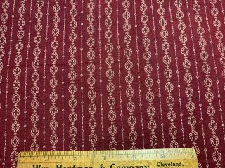 Antique Vintage Cotton Fabric Late 1800s Cranberry Red Claret Print 25w 1/2yd