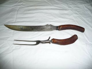 Vintage Two Piece Bone Handle Knife And Fork Set.  Meriden Cutlery York