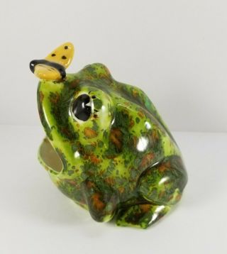 Vintage Hand Painted Studio Pottery Ceramic Frog Sponge Holder Planter Succulent