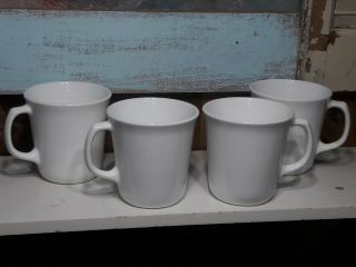 Vintage Corelle Winter Frost White Coffee Mugs Cups D Handle Set Of 4 Euc