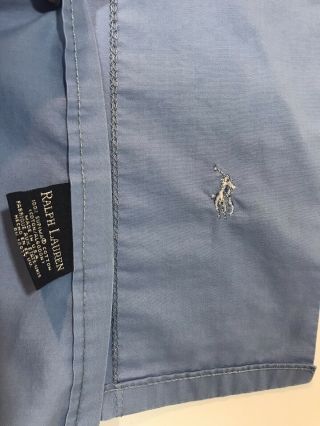 Vintage Ralph Lauren Blue King Flat Sheet Horse Logo Blue Label
