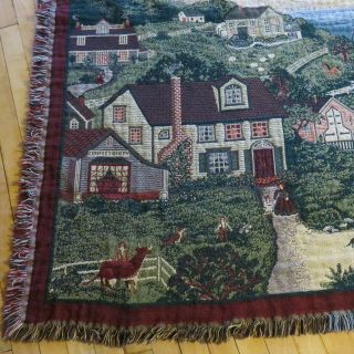 Vintage Seaside Town Light House Tapestry Throw GOODWIN WEAVERS,  70  X 49 