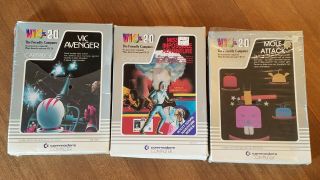 Commodore Vic 20 Game Cartridges - Vic Avenger,  Mole Attack,  Mission Impossible
