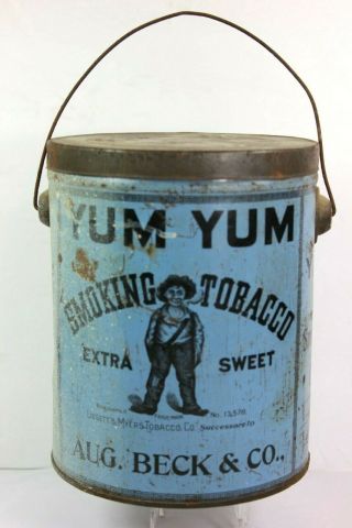 Yum Yum Smoking Tobacco Tin W/ Bail - Aug.  Beck & Co.  Of Illinois (scarce)