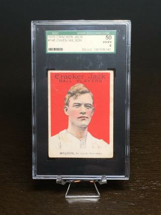 1915 Cracker Jack Baseball Owen Wilson Sgc 50 Vg/ex 4 148 St Louis Cardinals
