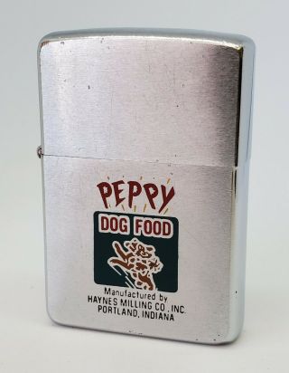 Vintage 1960s Zippo Lighter Advertising Peppy Dog Food Indiana Great Graphics