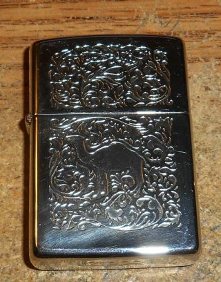 1994 Zippo Camel Silver Plate Beast Scroll Western Etch Full Size Lighter/rare