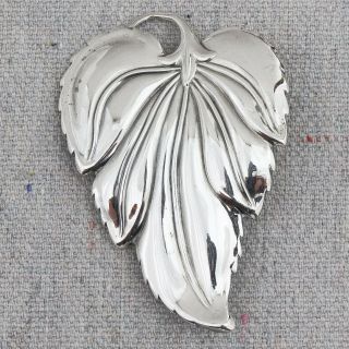 Large Vintage Signed Danecraft Sterling Silver Floral Leaf Brooch Pin 2⅜ " 15 G