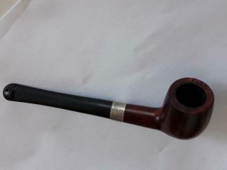 " Peterson " Of Dublin Tobacco Smoking Curved Pipe Wooden Wood With Silver Band