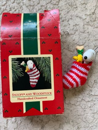Vintage 1972 Peanuts Snoopy & Woodstock Hallmark Keepsake Holiday Ornament