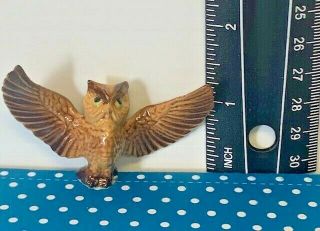 Vintage Hagen Renaker Ceramic Miniature Flying Owl & 2 Snowy Owl Babies Set of 3 3